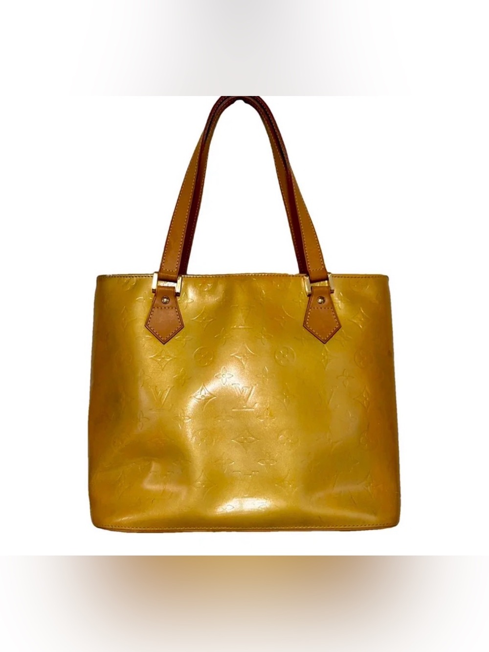 Louis Vuitton Gold Monogram Vernis Houston Tote Bag with Leather Handles